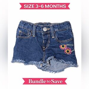 Old Navy Blue Kids Shorts with Pink Floral Embroidery
